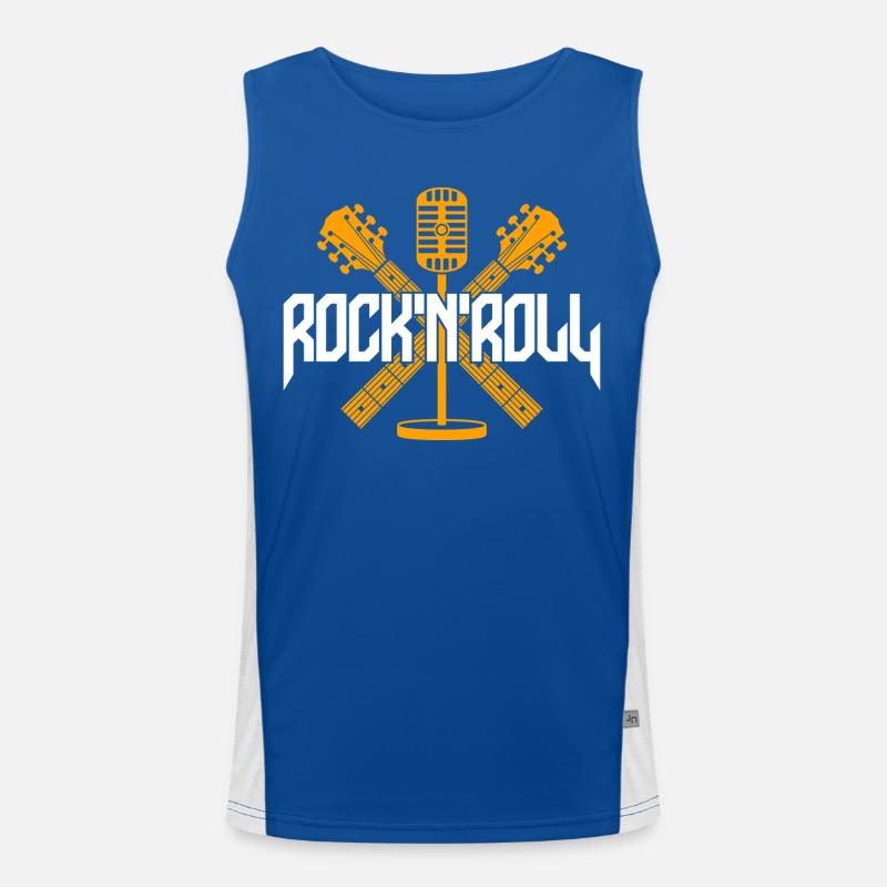 RocknRoll Microphone Crossed Guitars Men's Functional Contrast Tank Top 