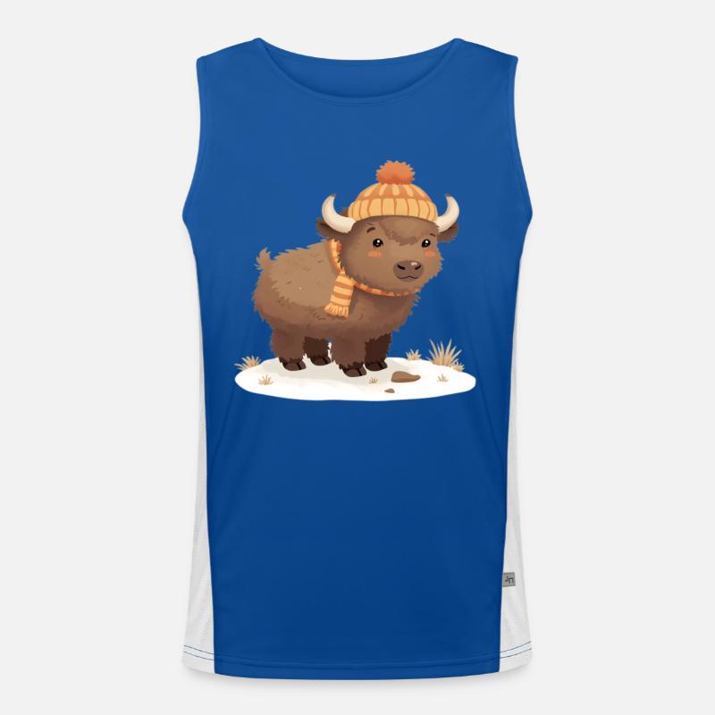 Winterbison mit Mütze Funktionelles Kontrast-Tank Top für Männer 