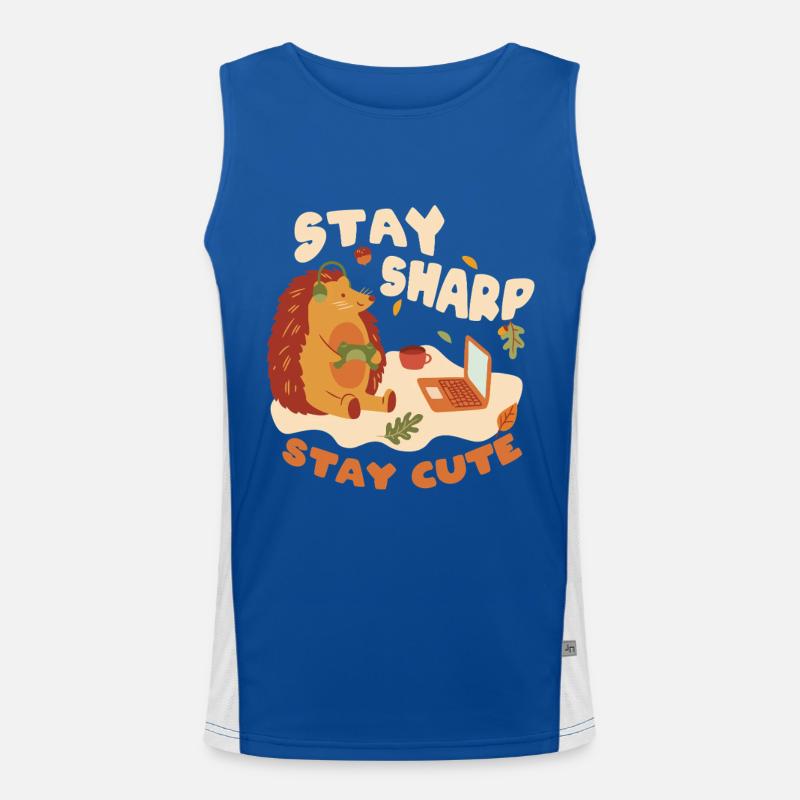 Igel Tag Hedgehog Day Stay Sharp Stay Cute Men's Functional Contrast Tank Top 