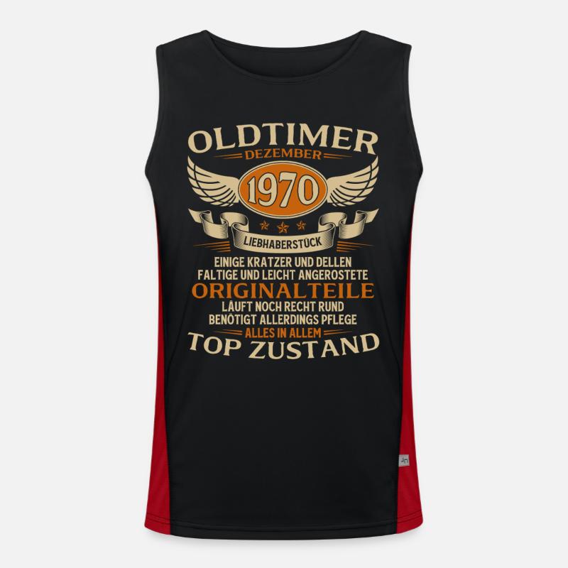 55. Geburtstag Geschenk Oldtimer Dezember 1970 Funktionelles Kontrast-Tank Top für Männer 