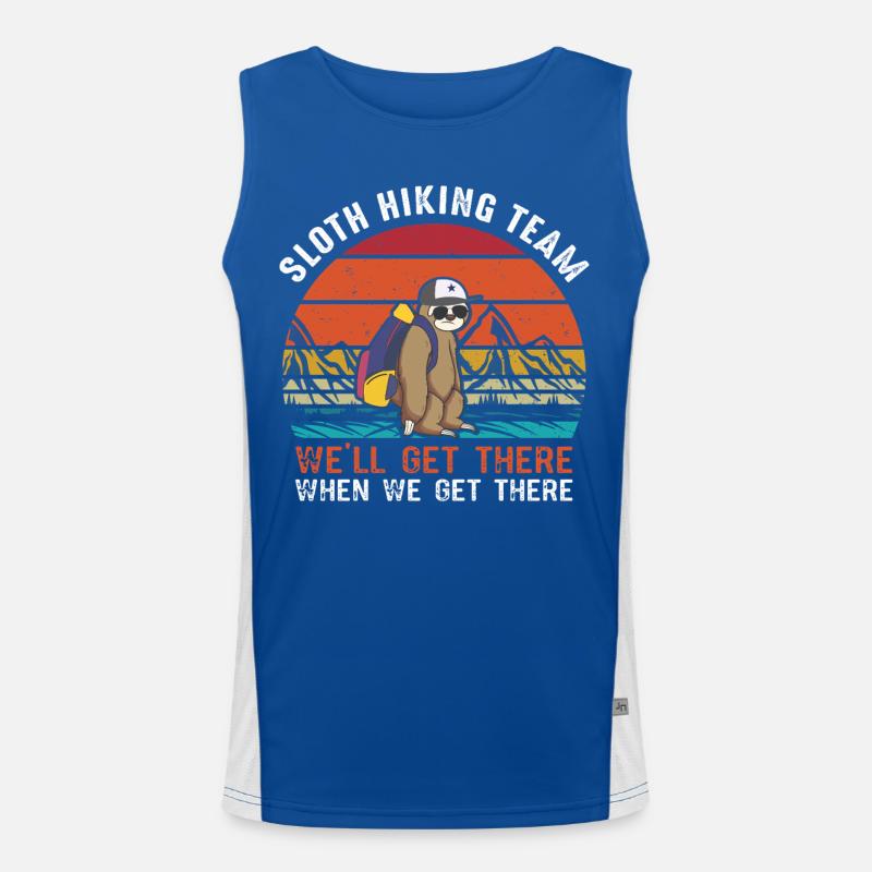 Faultier Wanderteam im Retro Sonnenuntergang Funktionelles Kontrast-Tank Top für Männer 