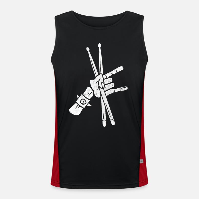 Drums Drummers Men's Boys Drummers - Men's Functional Contrast Tank Top  - black/red