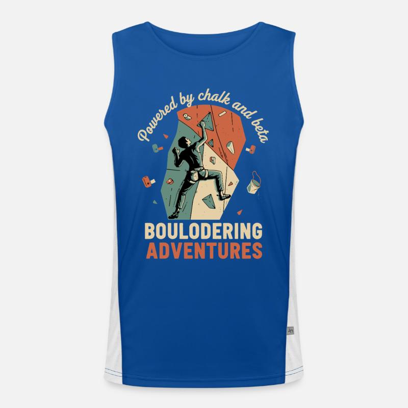 Powered By Chalk And Beta Bouldering Adventures Men's Functional Contrast Tank Top 