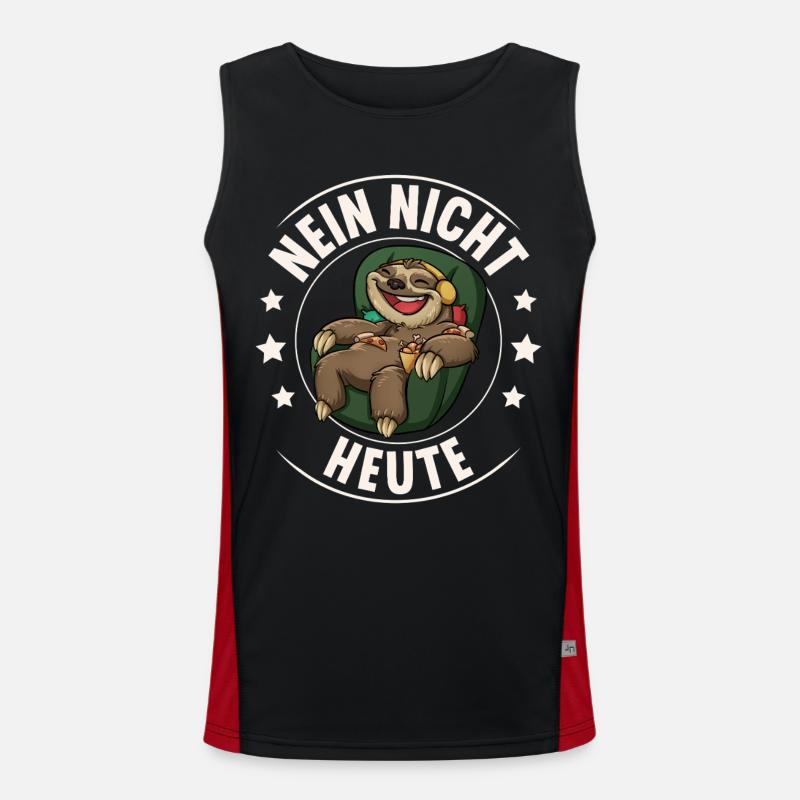 Sloth No Not Today - Men's Functional Contrast Tank Top  - black/red