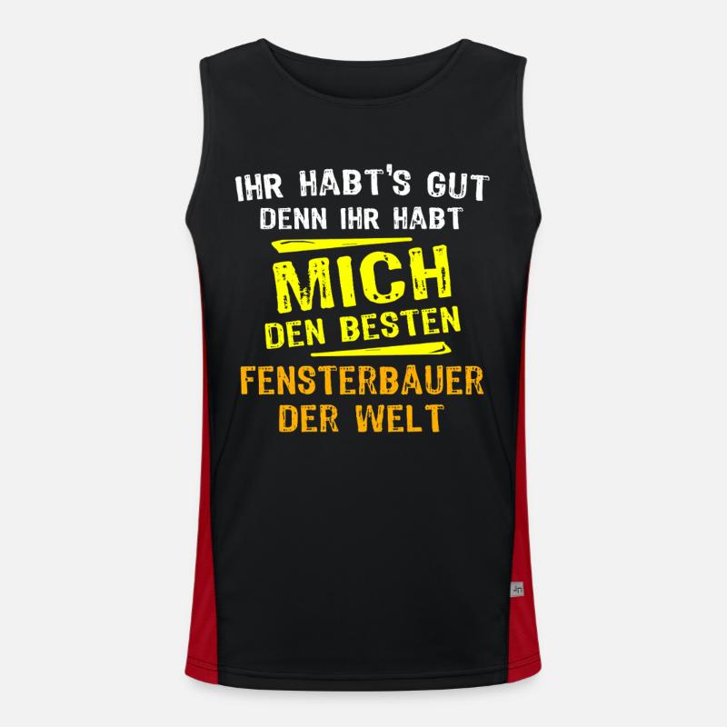 Window Maker Gift - Men's Functional Contrast Tank Top  - black/red