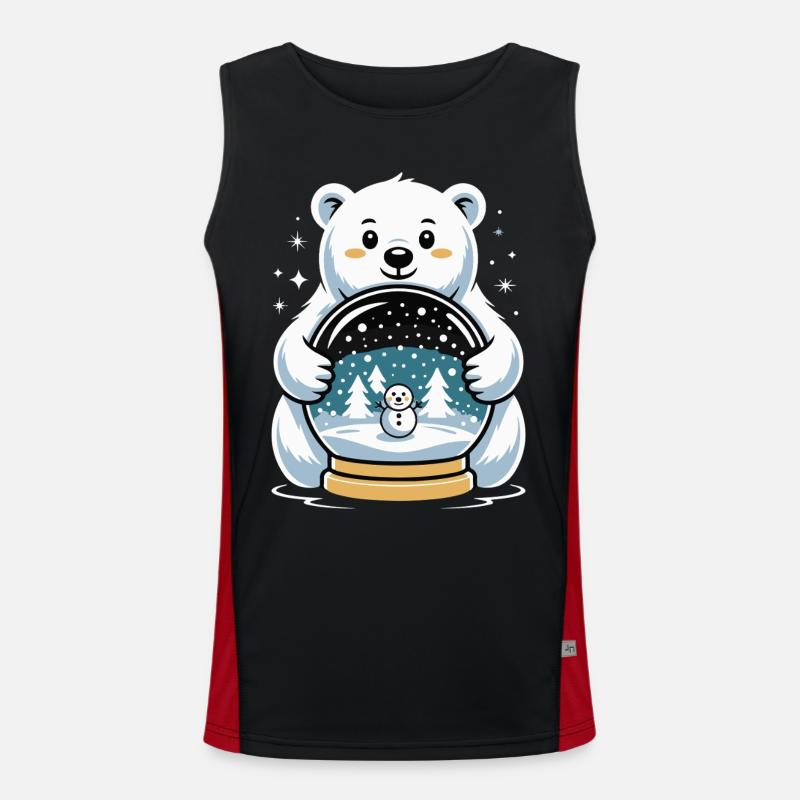 Polar Bear Snow Globe Impression - Men's Functional Contrast Tank Top  - black/red