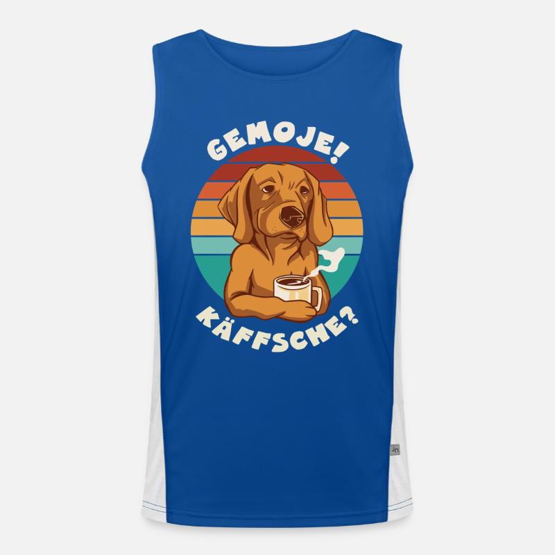 Hessen Humor Kaffee Hund GEMOJE KÄFFSCHE Hessisch Funktionelles Kontrast-Tank Top für Männer 