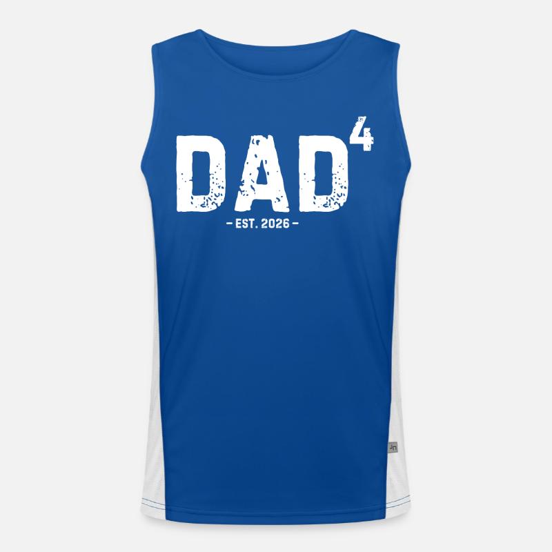 Dad4 Est 2026 Vierter Vater von vier Kindern Funktionelles Kontrast-Tank Top für Männer 