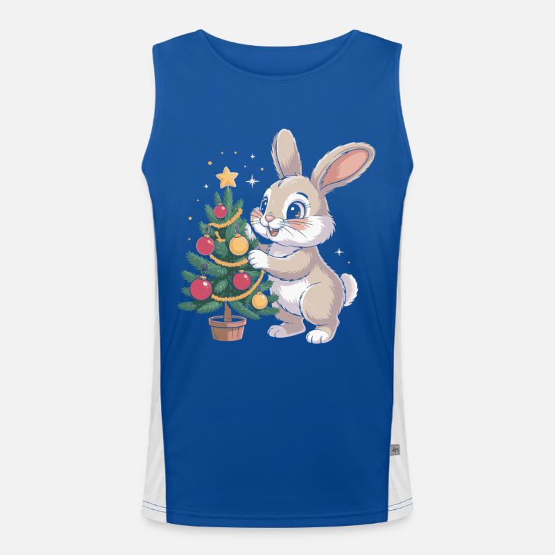 Easter bunny decorates tree Men's Functional Contrast Tank Top 