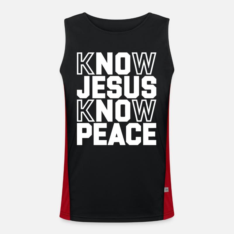 Know Jesus Know Peace - Men's Functional Contrast Tank Top  - black/red
