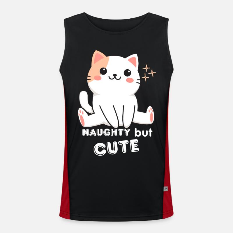 Mischievous and Cute Cat - Men's Functional Contrast Tank Top - black/red