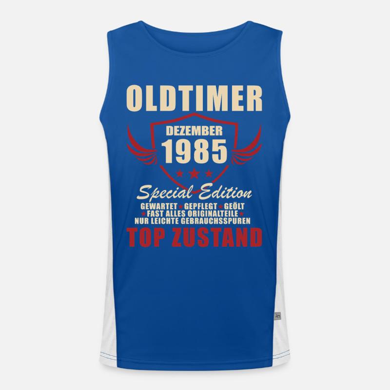 Oldtimer Dezember 1985 Spezial Edition Funktionelles Kontrast-Tank Top für Männer 