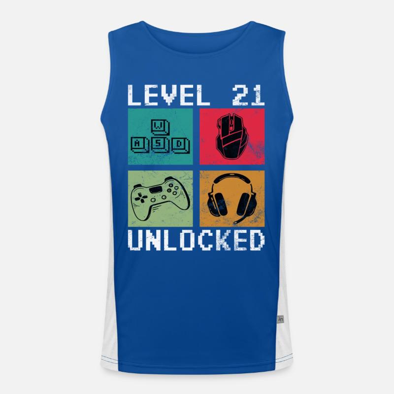 Level 21 Unlock Retro-Gaming Funktionelles Kontrast-Tank Top für Männer 