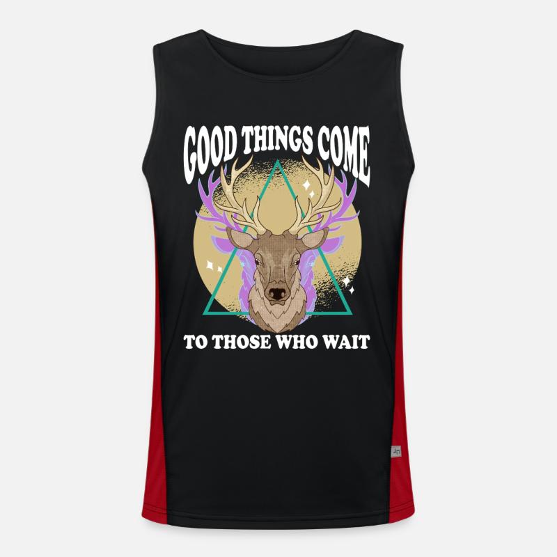 Deer head with geometric triangle - Men's Functional Contrast Tank Top  - black/red