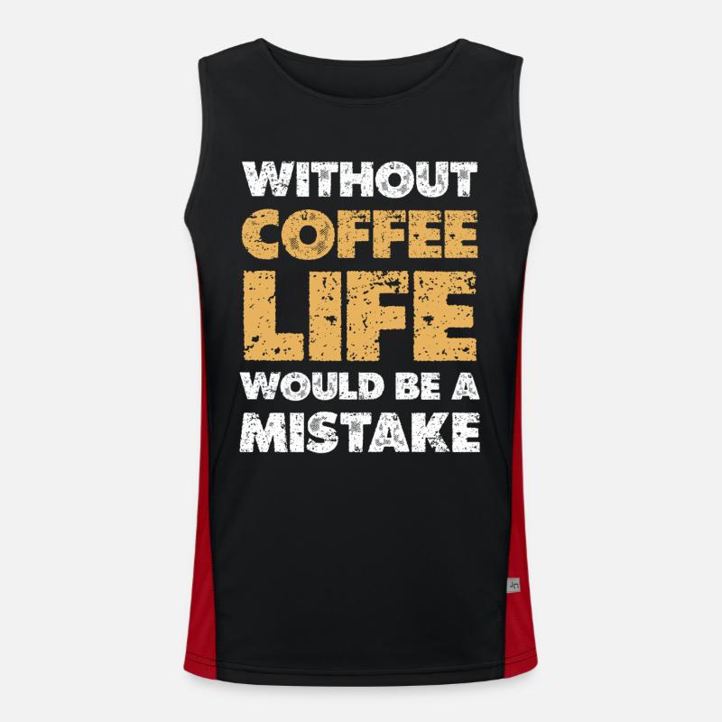 Without coffee: Life is a mistake - Men's Functional Contrast Tank Top - black/red