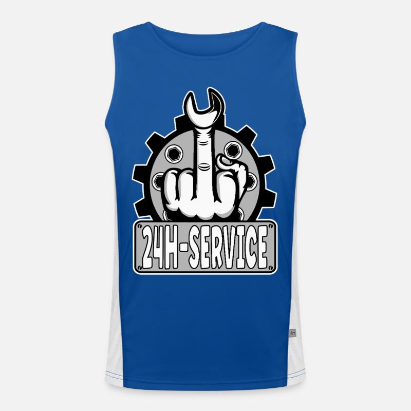 Mittelfinger Stinkerfinger 24h Service Design Grau Funktionelles Kontrast-Tank Top für Männer 