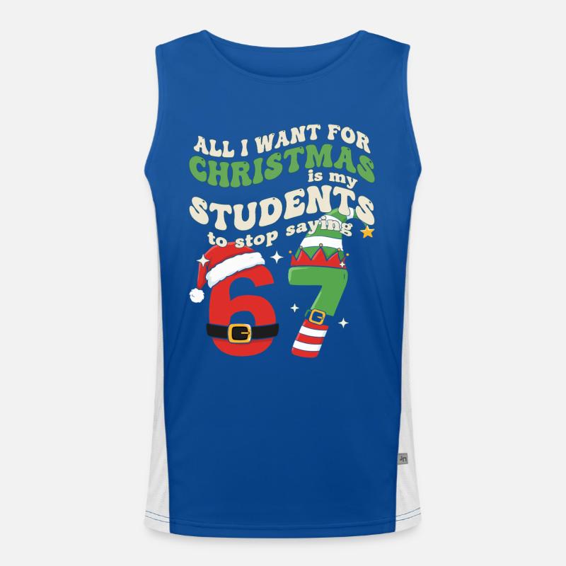 Funny Teacher: Students to Stop Saying 6 7 Groovy Men's Functional Contrast Tank Top 
