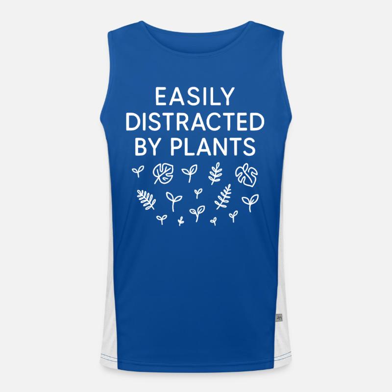 Easily Distracted By Plants Leaves Men's Functional Contrast Tank Top 