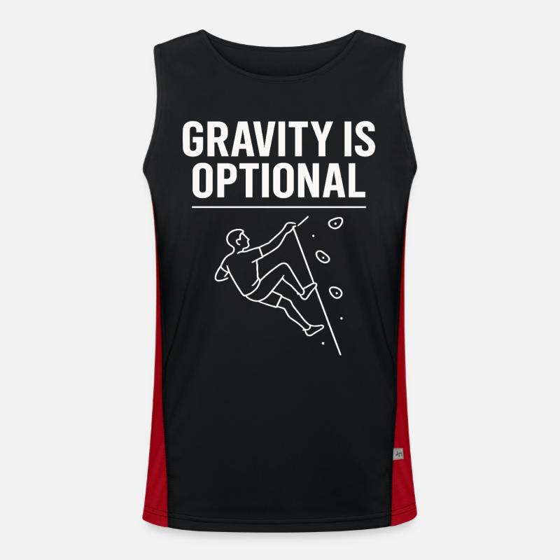 Gravity is optional climbing statement - Men's Functional Contrast Tank Top - black/red