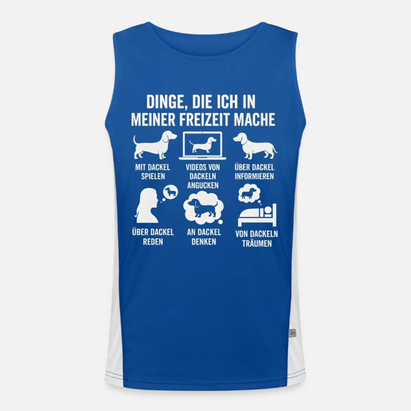 Lustiges Dackel Freizeit Hobby Sprüche Funktionelles Kontrast-Tank Top für Männer 