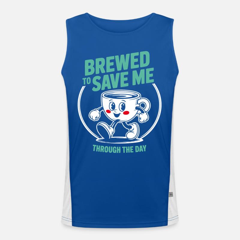 Kaffee rettet den Tag Funktionelles Kontrast-Tank Top für Männer 