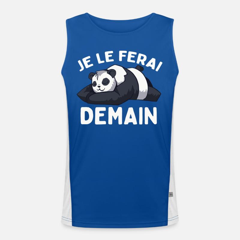 I'll Do It Tomorrow Lazy Panda Humor Men's Functional Contrast Tank Top 