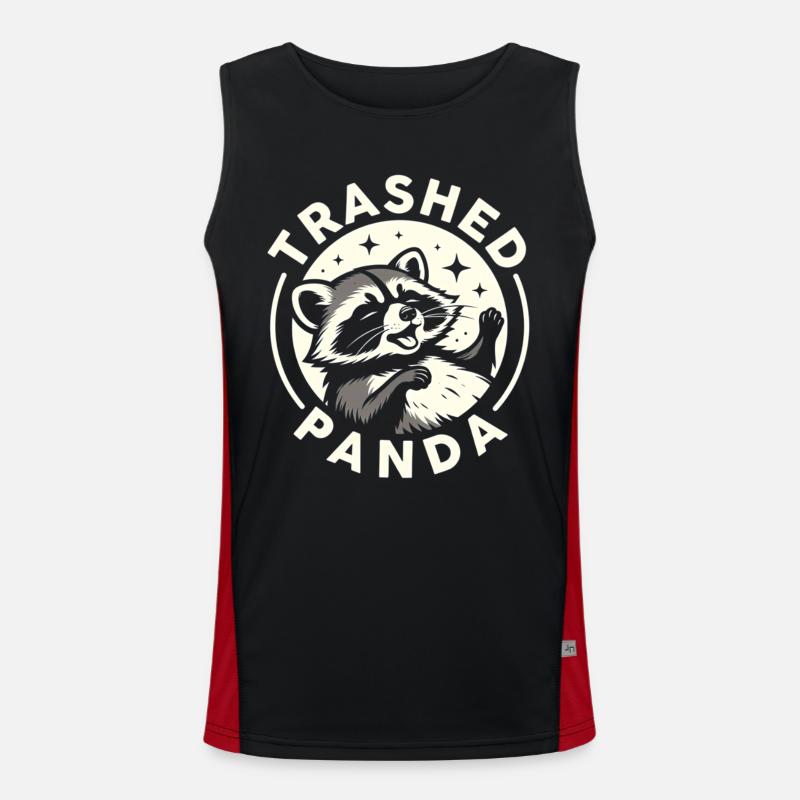 Trashed Panda Raccoon Funny Meme Design - Men's Functional Contrast Tank Top  - black/red