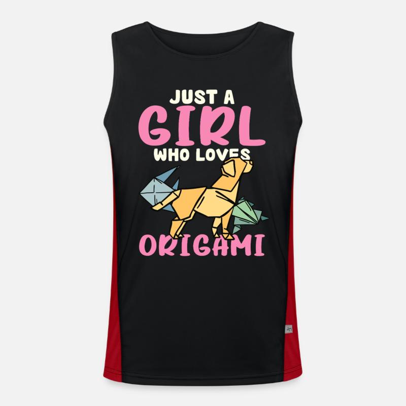 Nur ein Mädchen liebt Origami Funktionelles Kontrast-Tank Top für Männer 