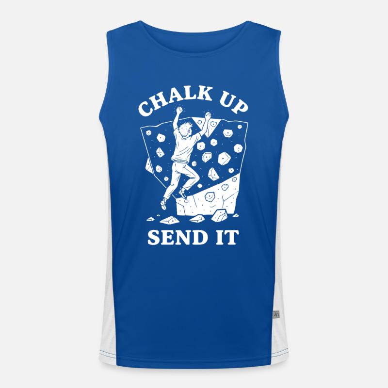 Chalk Up Send It Climbing Rock Bouldering Design Men's Functional Contrast Tank Top 