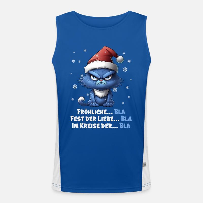 I Hate Christmas - Grumpy Blue Cat Men's Functional Contrast Tank Top 