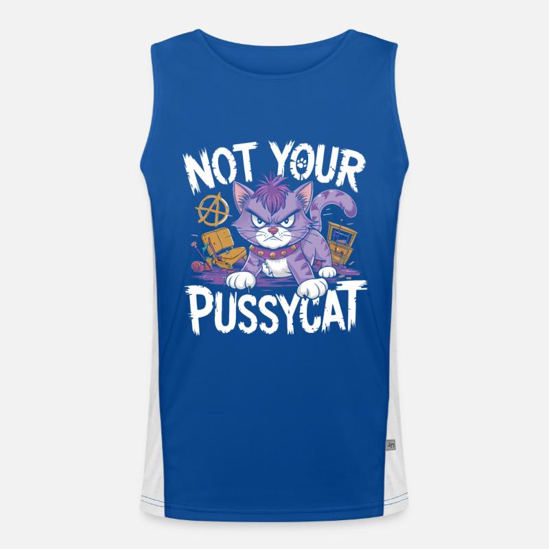 Rebellious cat with punk attitude Men's Functional Contrast Tank Top 