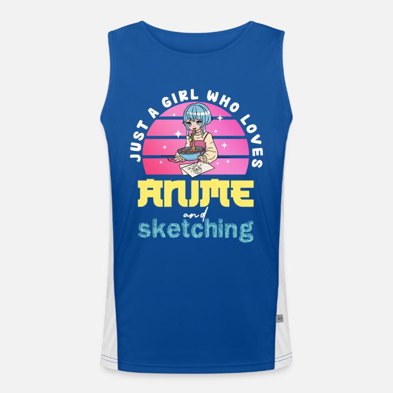 Anime Inspired: Ramen and Sketches Men's Functional Contrast Tank Top 