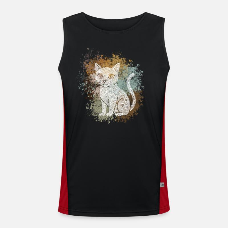 Zentangle Cat Men's Functional Contrast Tank Top 