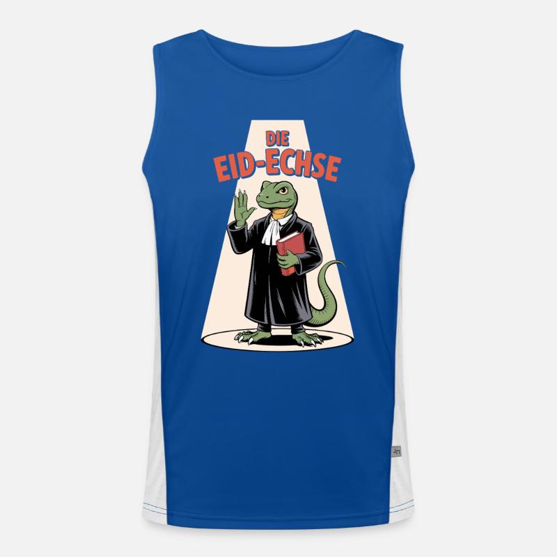 Die Eid-Echse im Richter-Look Cartoon Funktionelles Kontrast-Tank Top für Männer 