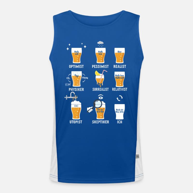 Beer Gift Half Full Quote Sarcasm Nerd Humor Men's Functional Contrast Tank Top 