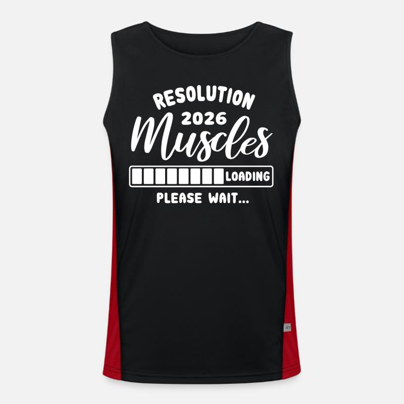 Resolution 2026 | Muscles Loading | Gym Outfit - Men's Functional Contrast Tank Top - black/red