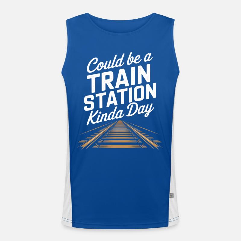 Bahnhoftag Atmosphere with tracks Men's Functional Contrast Tank Top 