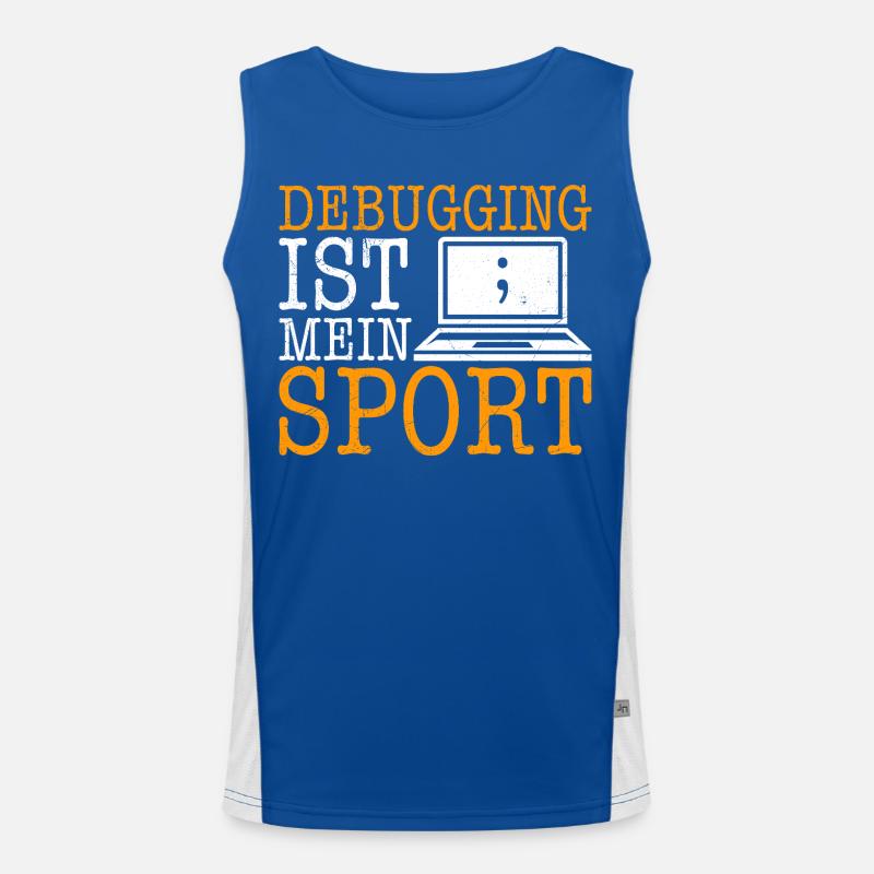 Science Coder DEBUGGING IST MEIN SPORT LUSTIG Funktionelles Kontrast-Tank Top für Männer 