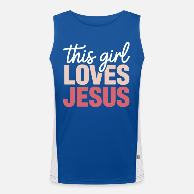 Mädchen liebt Jesus Gradientenschrift Funktionelles Kontrast-Tank Top für Männer 