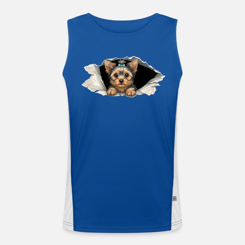 Petit chiot Yorkshire Terrier Petit Coup d’Œil Mignon Débardeur respirant contrasté Homme 