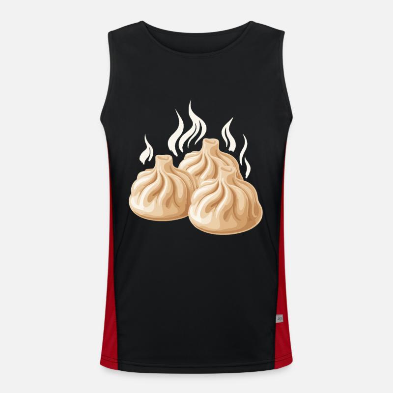 Steaming dumpling design - Men's Functional Contrast Tank Top  - black/red