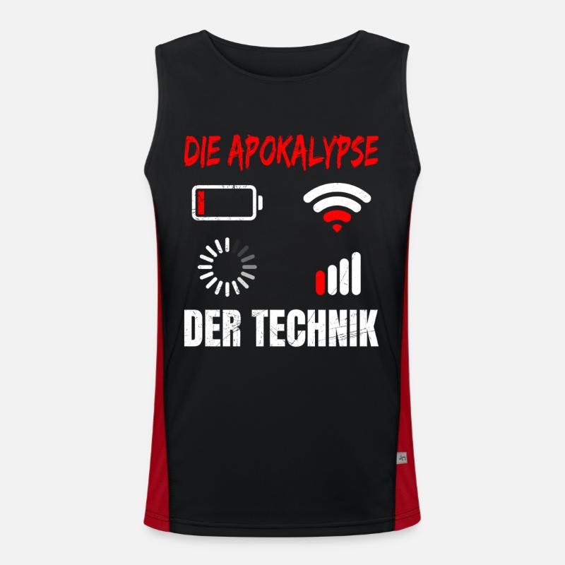 Coder L’APOCALYPSE DE LA TECHNOLOGIE DRÔLE - Débardeur respirant contrasté Homme  - noir/rouge