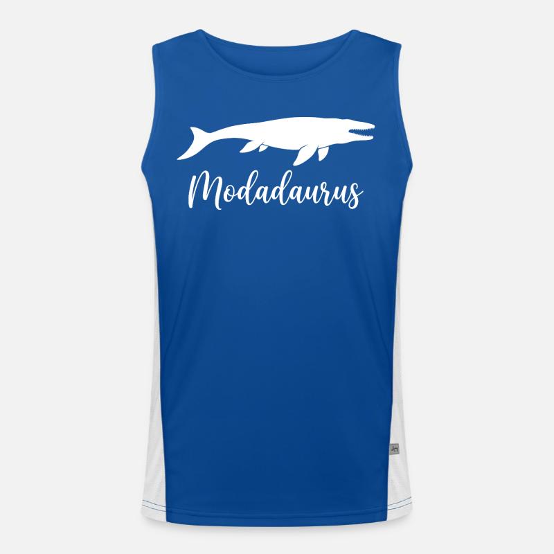 Modadaurus Mosasaurus Dinosaur Dad Men's Functional Contrast Tank Top 