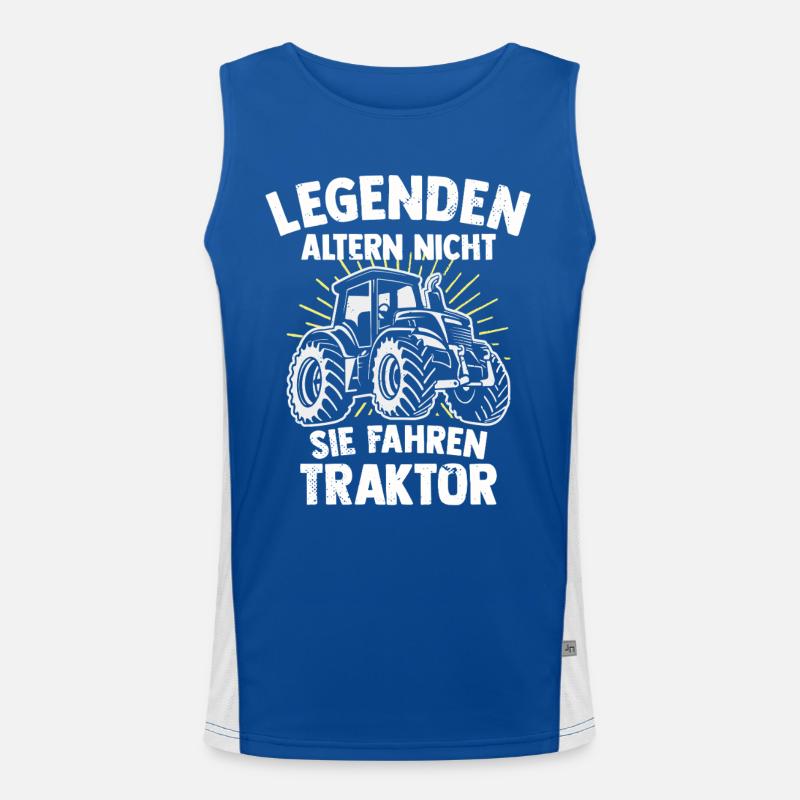 Legenden fahren den Traktor eines Bauern Funktionelles Kontrast-Tank Top für Männer 
