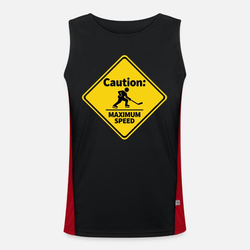 Caution Maximum Speed Eishockey Warnschild Men's Functional Contrast Tank Top 