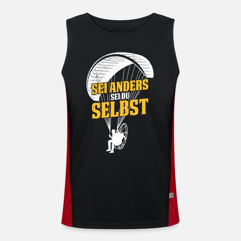 Paraglider BE DIFFERENT, BE YOURSELF Fun - Men's Functional Contrast Tank Top - black/red