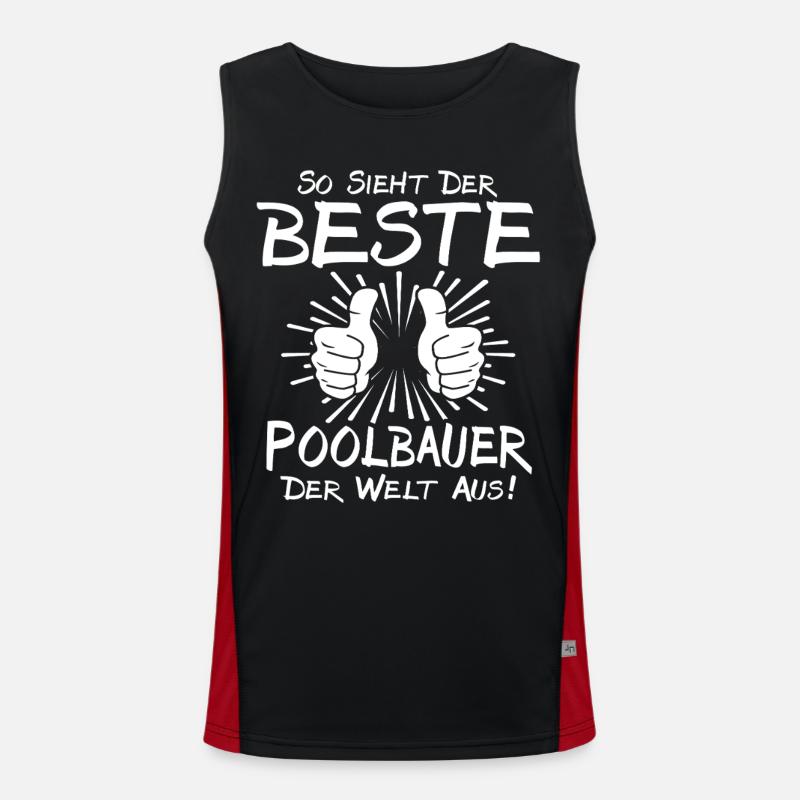 Best Pool Builder - Men's Functional Contrast Tank Top  - black/red