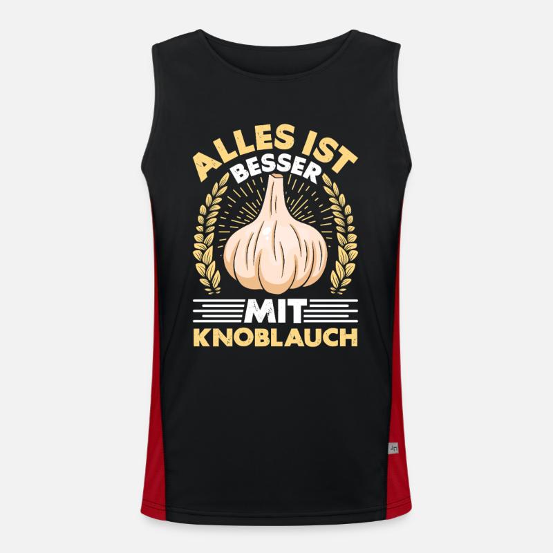 EVERYTHING IS BETTER WITH GARLIC - Men's Functional Contrast Tank Top  - black/red
