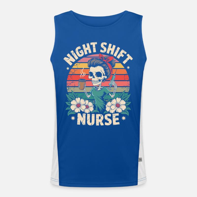 Nacht Schicht Krankenschwester Retro Funktionelles Kontrast-Tank Top für Männer 