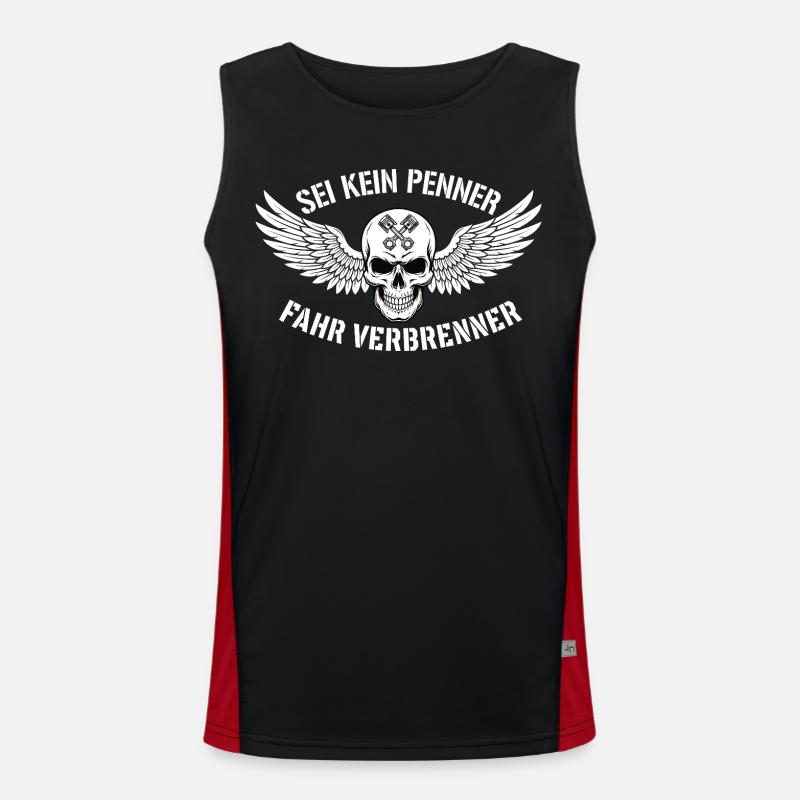 Ride Combustion Engine – Biker Skull Statement - Men's Functional Contrast Tank Top - black/red